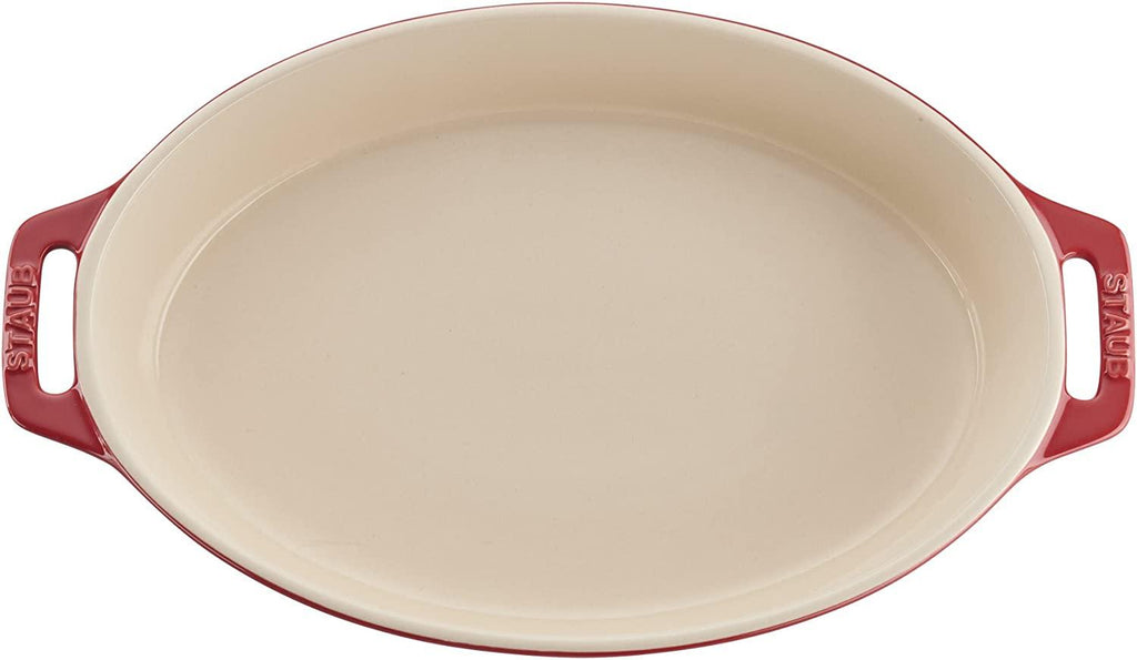 STAUB Ceramics Oval Baking Dish Set, 2-piece, Cherry