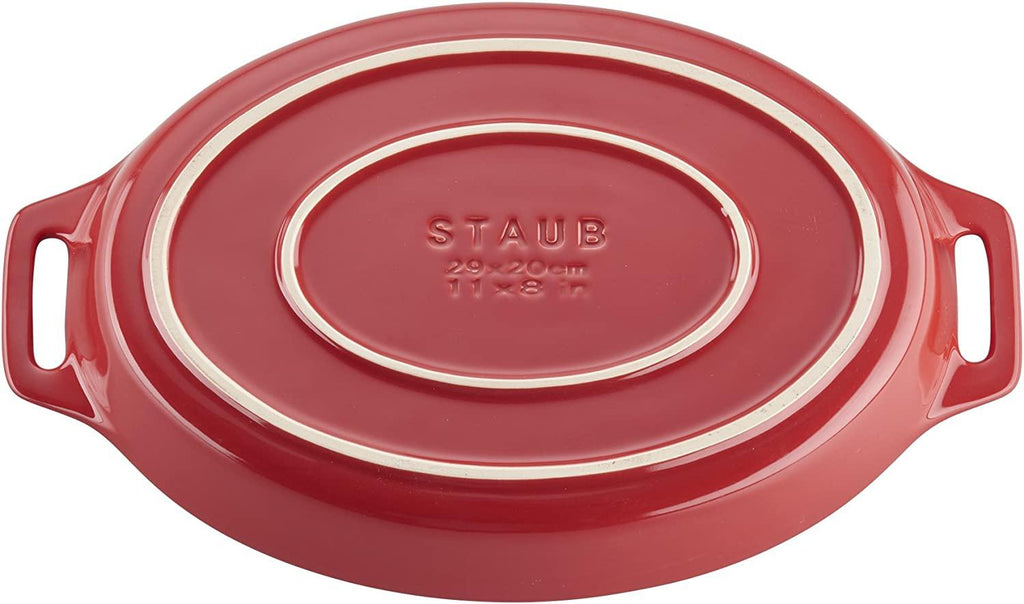 STAUB Ceramics Oval Baking Dish Set, 2-piece, Cherry