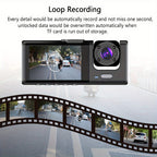 3 Channel Dash Cam Front And Rear Inside, 1080P Car DVR Camera Video Recorder G-Sensor Night Vision/ParMonitor/Accident Lock/Loop Recording