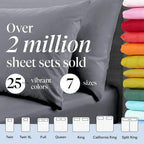 LuxClub Twin Sheets Set - Soft Kids Twin Bed Sheets for Boys and Girls, 4 PC Deep Pockets 18" Eco Friendly Wrinkle Free Cooling Sheets Machine Washable Hotel Bedding Silky Soft (Twin, Light Grey)