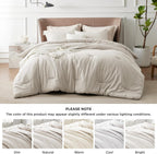 Bedsure Queen Comforter Set Kids - Beige Queen Size Comforter, Soft Bedding for All Seasons, Cationic Dyed Bedding Set, 3 Pieces, 1 Comforter (90"x90") and 2 Pillow Shams (20"x26"+2")