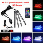 Neon LED Car Interior Ambient Foot Strip Light Kit Accessories Backlight Remote App Remote No Battery Music Control Auto RGB Decorative Lamps