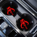 Car Coasters for Mandalorian Warriors Skull 2PCS 2.75" Car Cup Holder Coasters for Star Wars Red Mandalorian Logo Car Cup Holder Insert Coasters by FLYEEGO