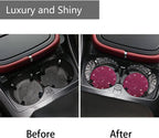 2pcs Bling Car Cup Holder Coaster, 2.75 inch Anti-Slip Shockproof Universal Fashion Vehicle Car Coasters Insert Bling Rhinestone Auto Automotive Interior Accessories for Women (2 pcs, Rose Red)