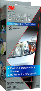 3M Ultra Headlight Restoration Kit, Easy Heavy-Duty Restoration, 39195, 1 Kit, Drill Required, Gray