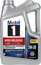 Mobil 1 High Mileage Full Synthetic Motor Oil 5W-20, 5 Quart