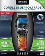 Andis Nation Cordless US Pro Li Fade Professional Adjustable Blade Hair Clipper