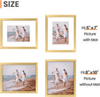 upsimples 8x10 Picture Frame Set of 5,Display Pictures 5x7 with Mat or 8x10 Without Mat,Wall Gallery Photo Frames, Gold