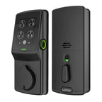 Secure Plus Matte Black Single-Cylinder Keypad Smart Alarmed Lock Deadbolt with Bluetooth, 3D Fingerprint Sensor