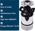 HQUA-FS02 110V, 1/4HP, OD(φ) 32” LarPond Floating Fountain with 9000 GPH Fountain Pump, 100’ Power Cord, Classic Crown Spray Pattern 6’x25’