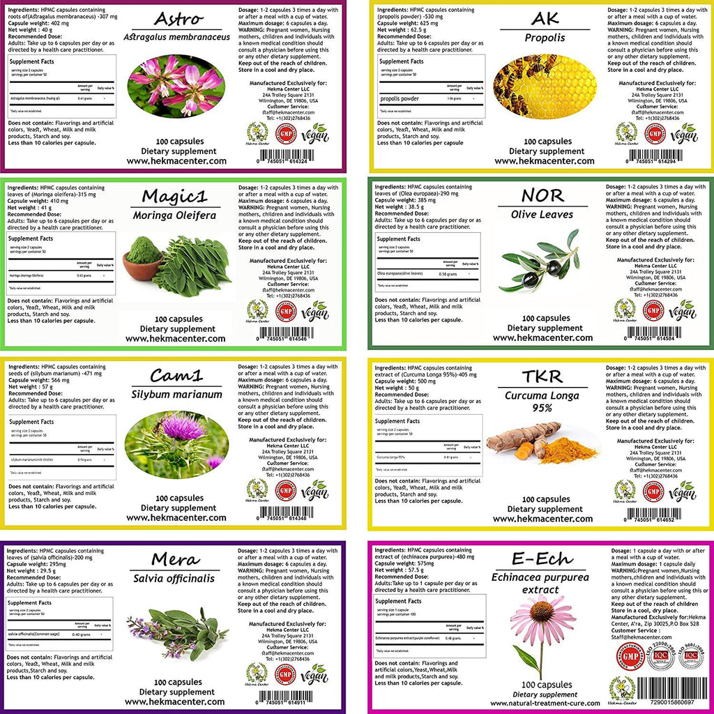 Hekma Center Herbal Supplements Package, 100% Natural Dietary Supplements - H.S.V