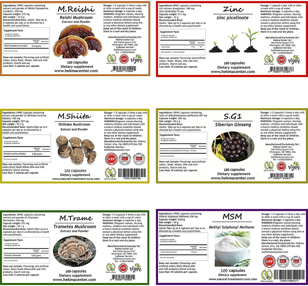 Hekma Center Herbal Supplements Package, 100% Natural Dietary Supplements - H.S.V