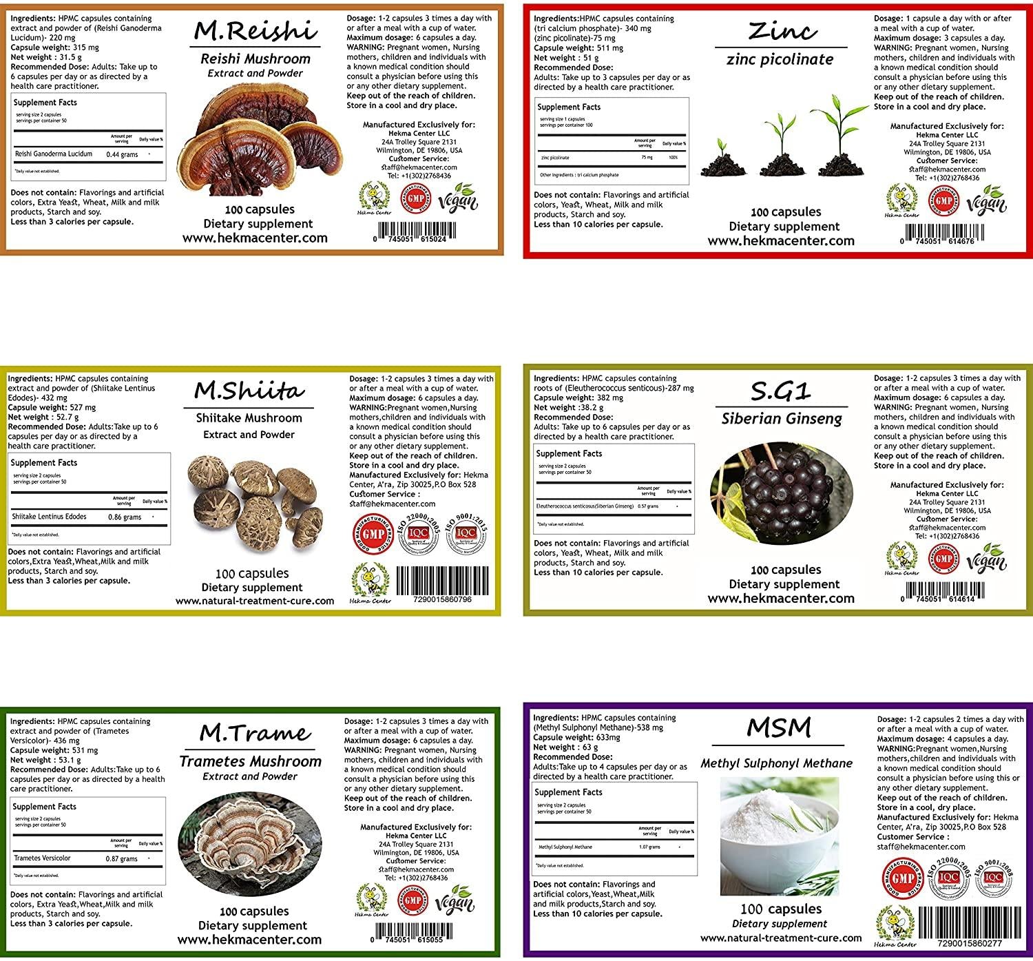 Hekma Center Herbal Supplements Package, 100% Natural Dietary Supplements - H.S.V