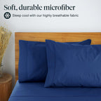 LuxClub 6 PC Queen Sheet Set Bamboo Sheets Deep Pockets 18" Eco Friendly Wrinkle Free Cooling Sheets Machine Washable Hotel Bedding Silky Soft - Navy Queen