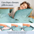 LuxClub 6 PC California King Size Sheet Set Bamboo Sheets Deep Pockets 18" Eco Friendly Wrinkle Free Cooling Sheets Machine Washable Hotel Bedding Silky Soft - Light Teal California King