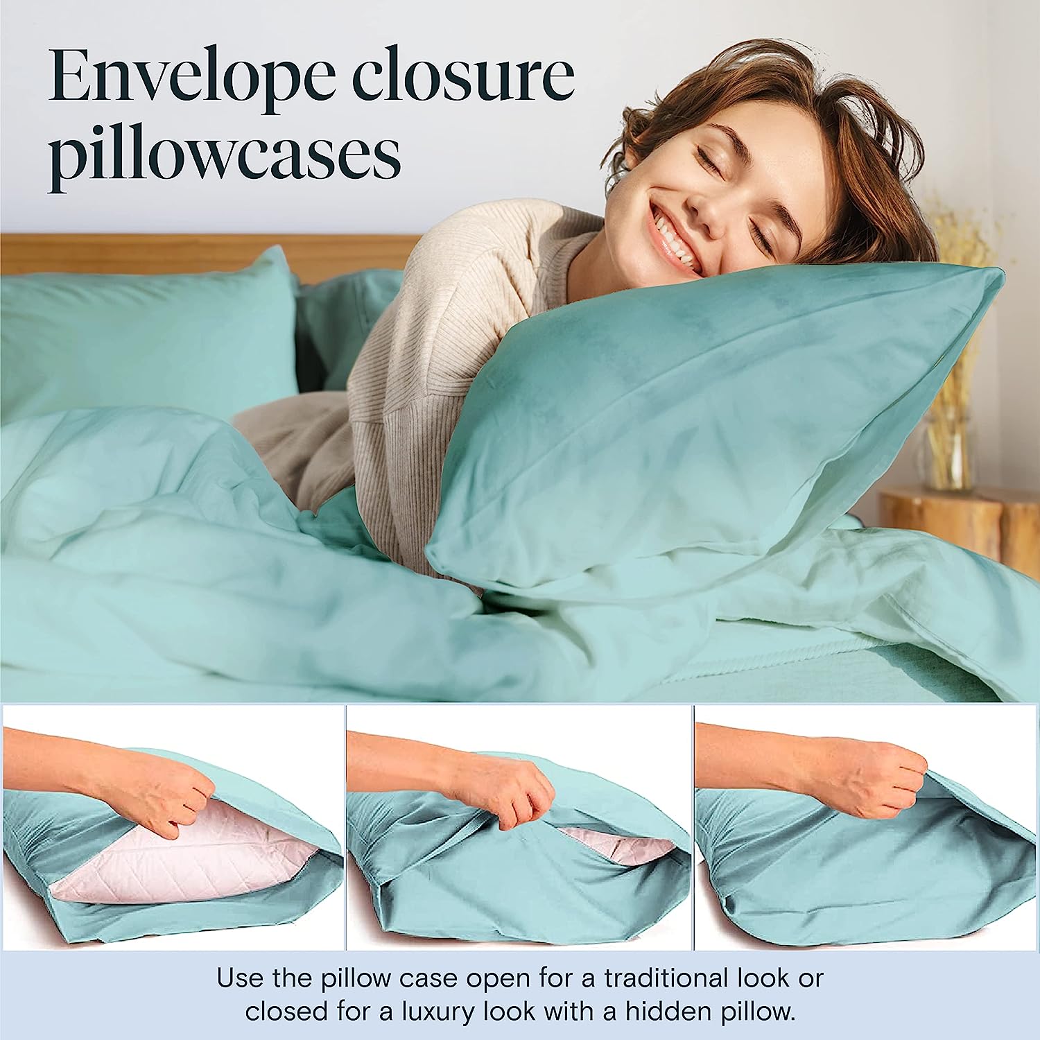 LuxClub 6 PC King Size Sheet Set Bamboo Sheets Deep Pockets 18" Eco Friendly Wrinkle Free Cooling Sheets Machine Washable Hotel Bedding Silky Soft - Light Teal King