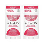 Schmidt's Aluminum Free Natural Deodorant For Women And Men, Coconut &amp; Kaolin Clay With 24 Hour Odor Protection, Certified Natural, Cruelty Free, Vegan Deodorant 2.65oz 2 Pack