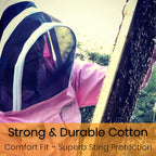 Natural Apiary Max Pro Cotton Suit Includes 2 x Non-Flammable Veils (Round & Fencing) Maximum Sting Protection for Professional & Beginner Beekeepers, X Small, White