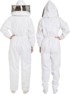 Natural Apiary Max Pro Cotton Suit Includes 2 x Non-Flammable Veils (Round & Fencing) Maximum Sting Protection for Professional & Beginner Beekeepers, X Small, White