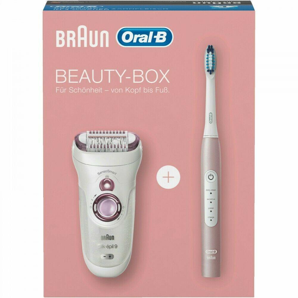 & Oral-B Beauty Box Silk Epil 9 Epilator and Sonic Toothbrush White / Pink