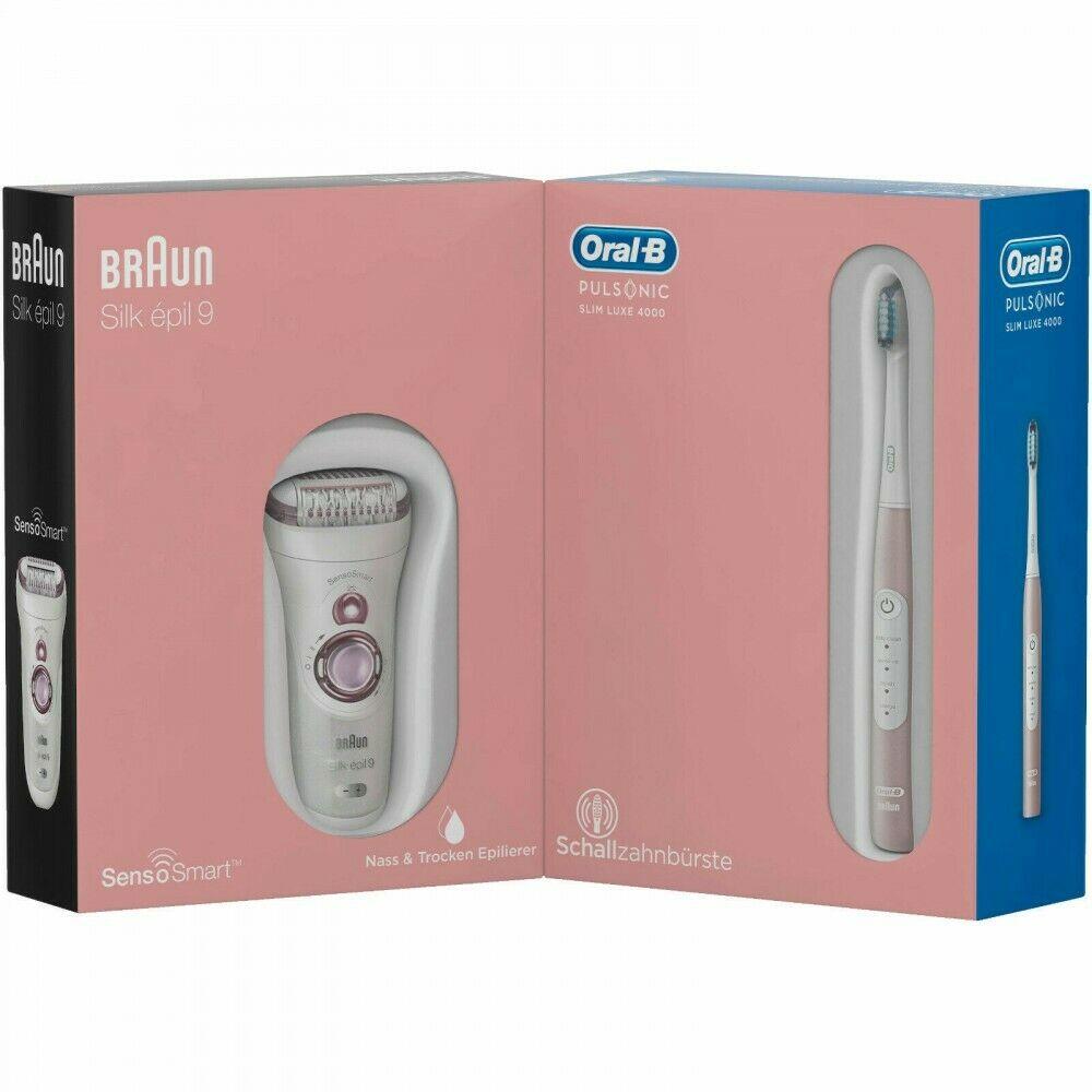 & Oral-B Beauty Box Silk Epil 9 Epilator and Sonic Toothbrush White / Pink