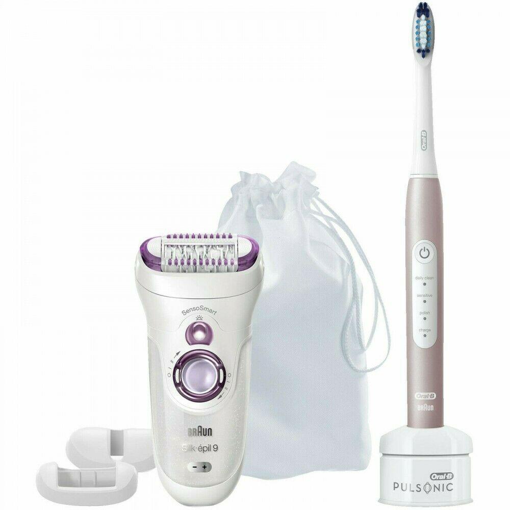 & Oral-B Beauty Box Silk Epil 9 Epilator and Sonic Toothbrush White / Pink
