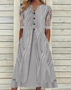 V-neck Printed Loose Short Sleeve Maxi Dress