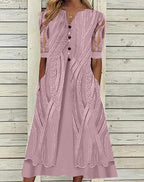 V-neck Printed Loose Short Sleeve Maxi Dress