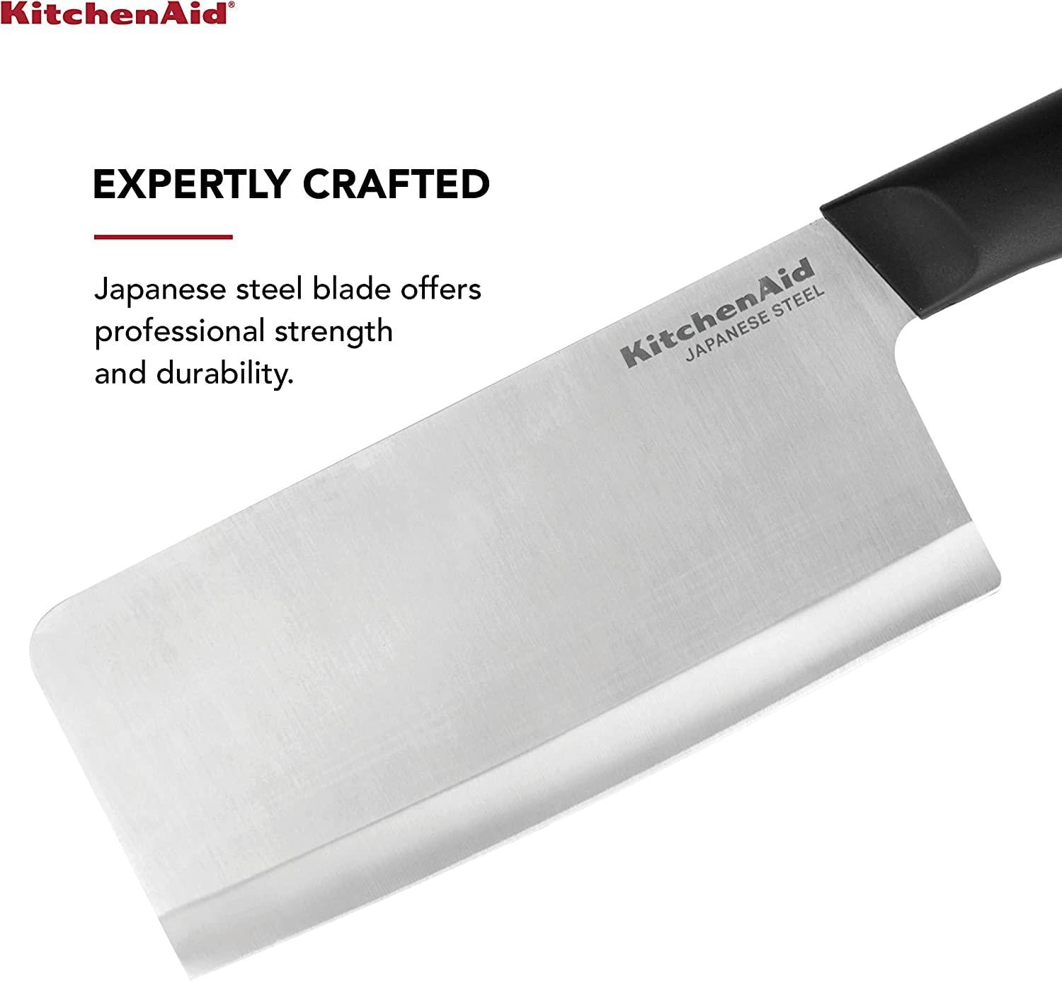 KitchenAid Classic 4 Piece Steak Knife Set, 4.5-Inch, High-Carbon Japanese Steel Blades, Sharp Kitchen Knife Set, Black