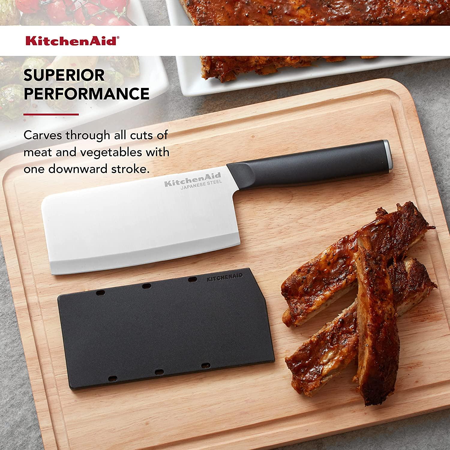 KitchenAid Classic 4 Piece Steak Knife Set, 4.5-Inch, High-Carbon Japanese Steel Blades, Sharp Kitchen Knife Set, Black