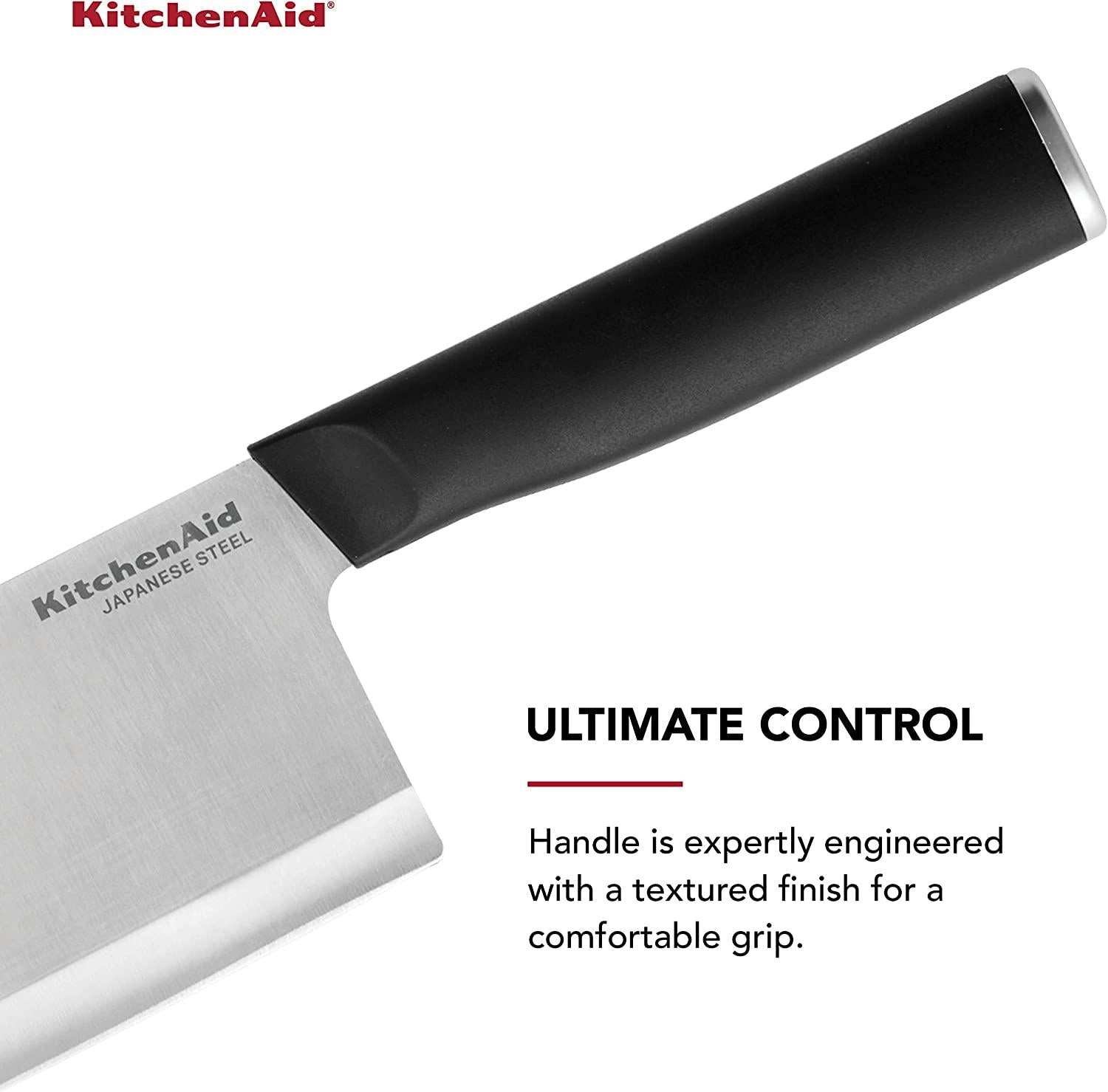 KitchenAid Classic 4 Piece Steak Knife Set, 4.5-Inch, High-Carbon Japanese Steel Blades, Sharp Kitchen Knife Set, Black
