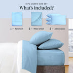 LuxClub 6 PC California King Size Sheet Set Bamboo Sheets Deep Pockets 18" Eco Friendly Wrinkle Free Cooling Sheets Machine Washable Hotel Bedding Silky Soft - Sky California King