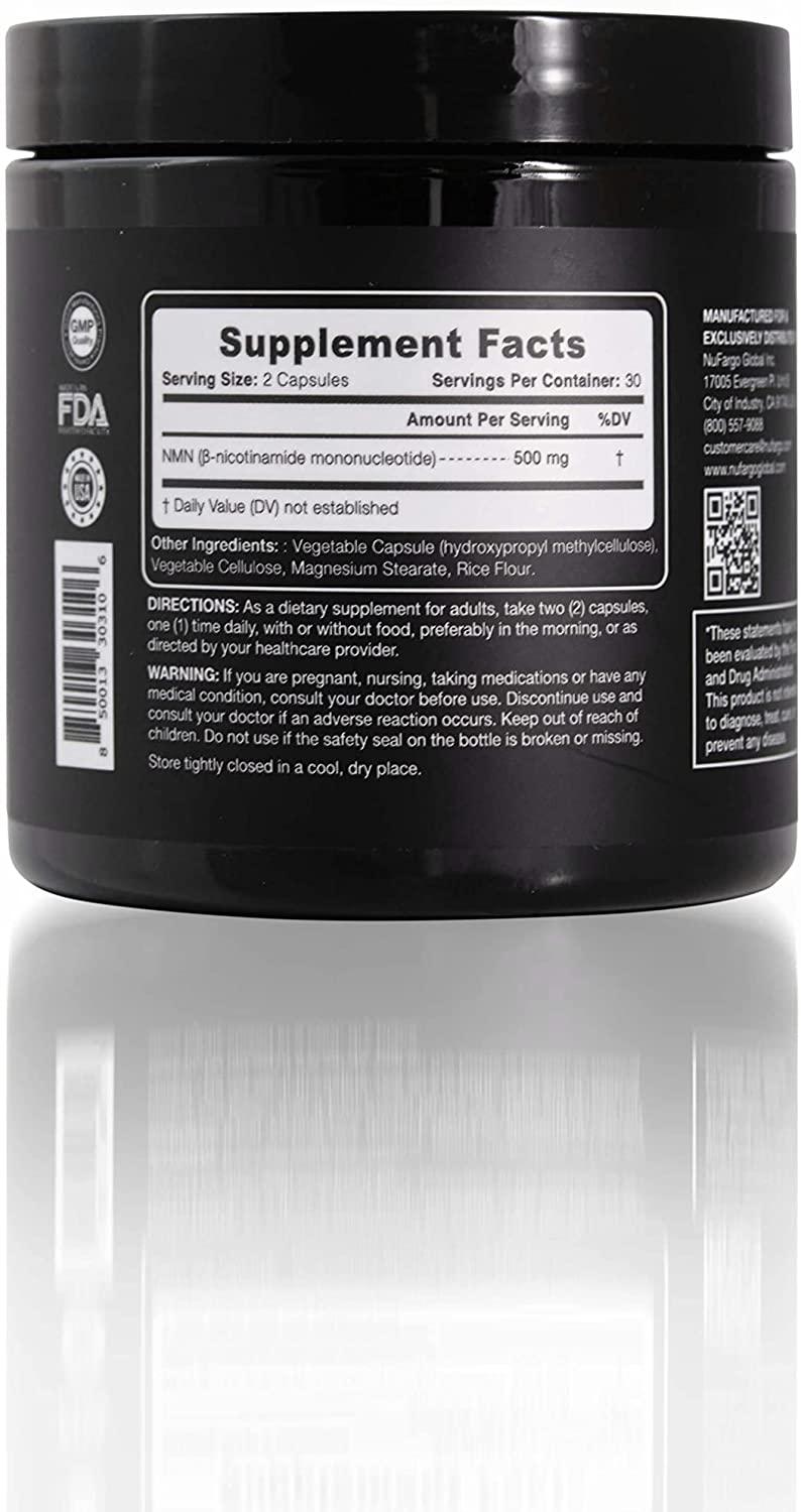 NMN 15000: Boost NAD+ for Whole-Body Rejuvenation | 500 mg/Serving | Capsules by NUFARGO | 60 Ct