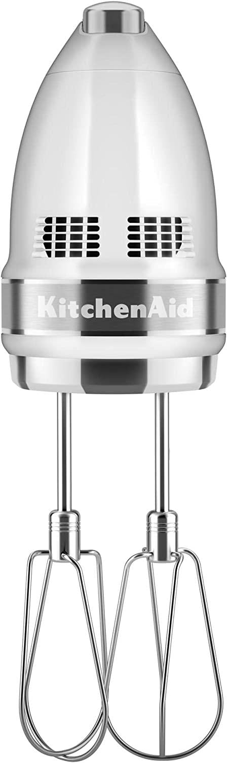 KitchenAid 9-Speed Digital Hand Mixer with Turbo Beater II Accessories and Pro Whisk - White