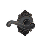 Flair Aged Bronze Privacy Bed/Bath Door Lever with Brookshire Trim