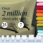 LuxClub 7 PC Split King Sheet Set Bamboo Sheets Deep Pockets 18" Eco Friendly Wrinkle Free Cooling Sheets Machine Washable Hotel Bedding Silky Soft - Olive Split King