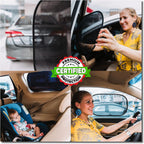 kinder Fluff Car Window Shade (4Pack)-The Only Certified Car Window Sun Shade for Baby Proven to Block 99.95% UVR - Mom's Choice Gold Award Winning - Car Seat Sun Protection