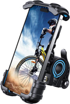 Lamicall Bike Phone Holder, Motorcycle Phone Mount - Motorcycle Handlebar Cell Phone Clamp, Scooter Phone Clip for iPhone 14 Plus/Pro Max, 13 Pro Max, S9, S10 and More 4.7" - 6.8" Smartphones, Blue