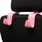 Amooca Universal Car Headrest Hooks, Car Organizer Hanger Storage Hooks for Bag Purse Cloth Grocery (Pink Set of 4)