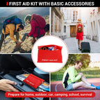 Car Emergency Kit, 23 in 1 Multifunctional Roadside Assistance Auto Safety Kit, First Aid Kit, Jumper Cables, Tow Rope, Triangle, Flashlight, Safety Hammer, and More Ideal Survival Pack Accessories