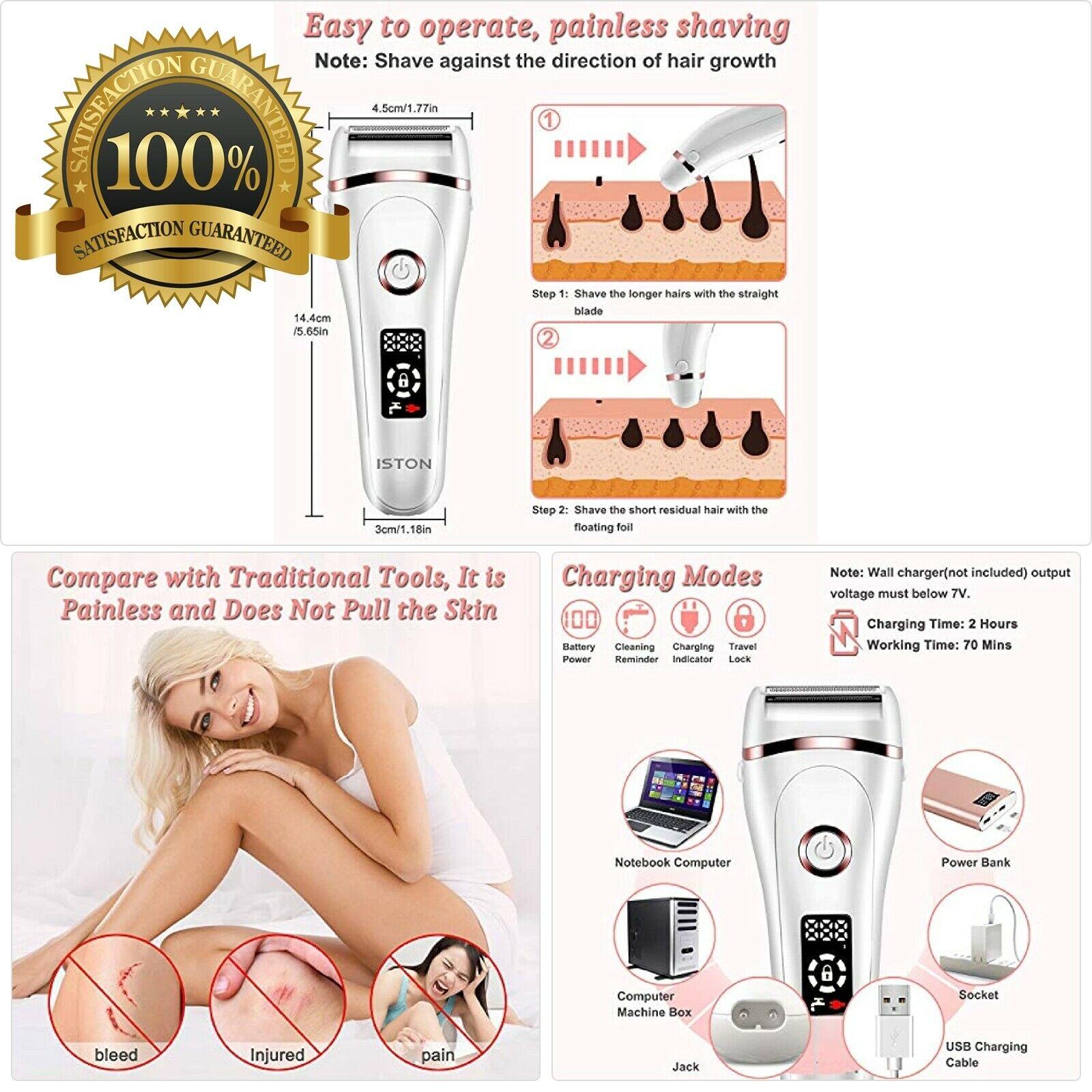 Rechargeable and Dry Painless Electric Women's Hair Shaver with LED Display