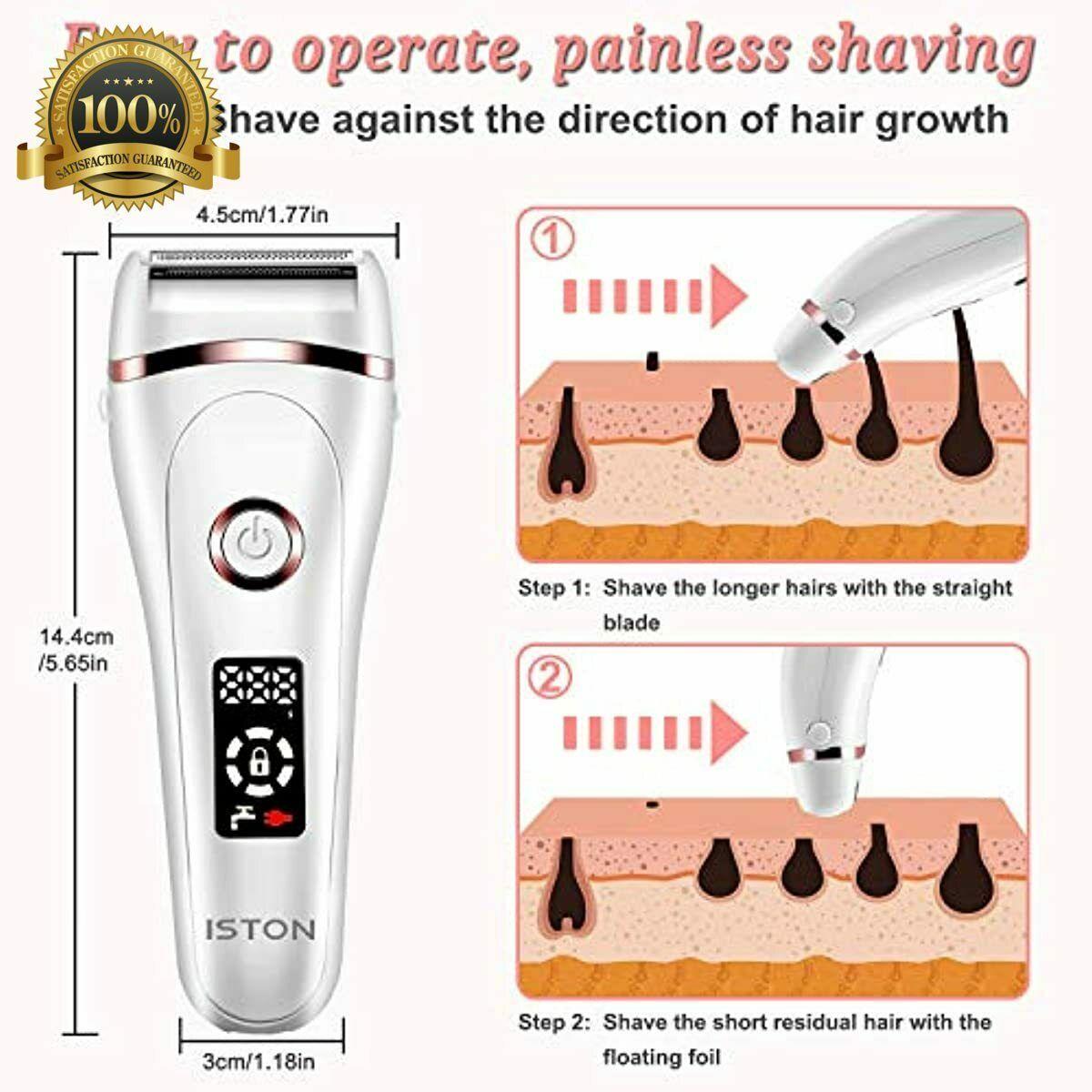 Rechargeable and Dry Painless Electric Women's Hair Shaver with LED Display
