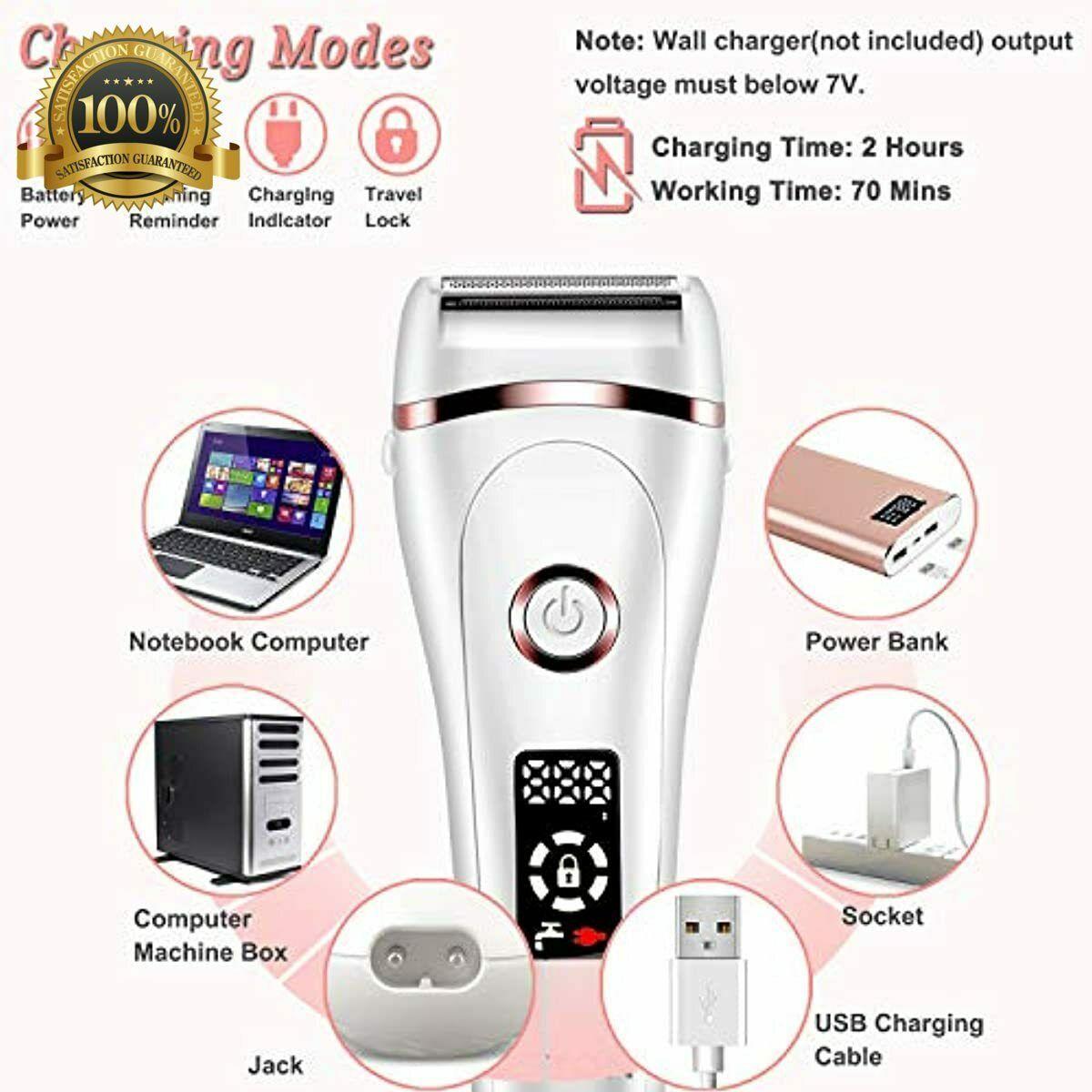 Rechargeable and Dry Painless Electric Women's Hair Shaver with LED Display