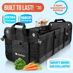 Starling's Car Trunk Organizer - Durable Storage SUV Cargo Organizer Adjustable (Black, 3 Compartments)
