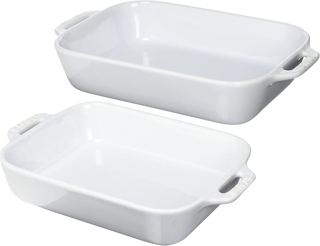 STAUB Ceramics Rectangular Baking Dish Set, 2 pc, White