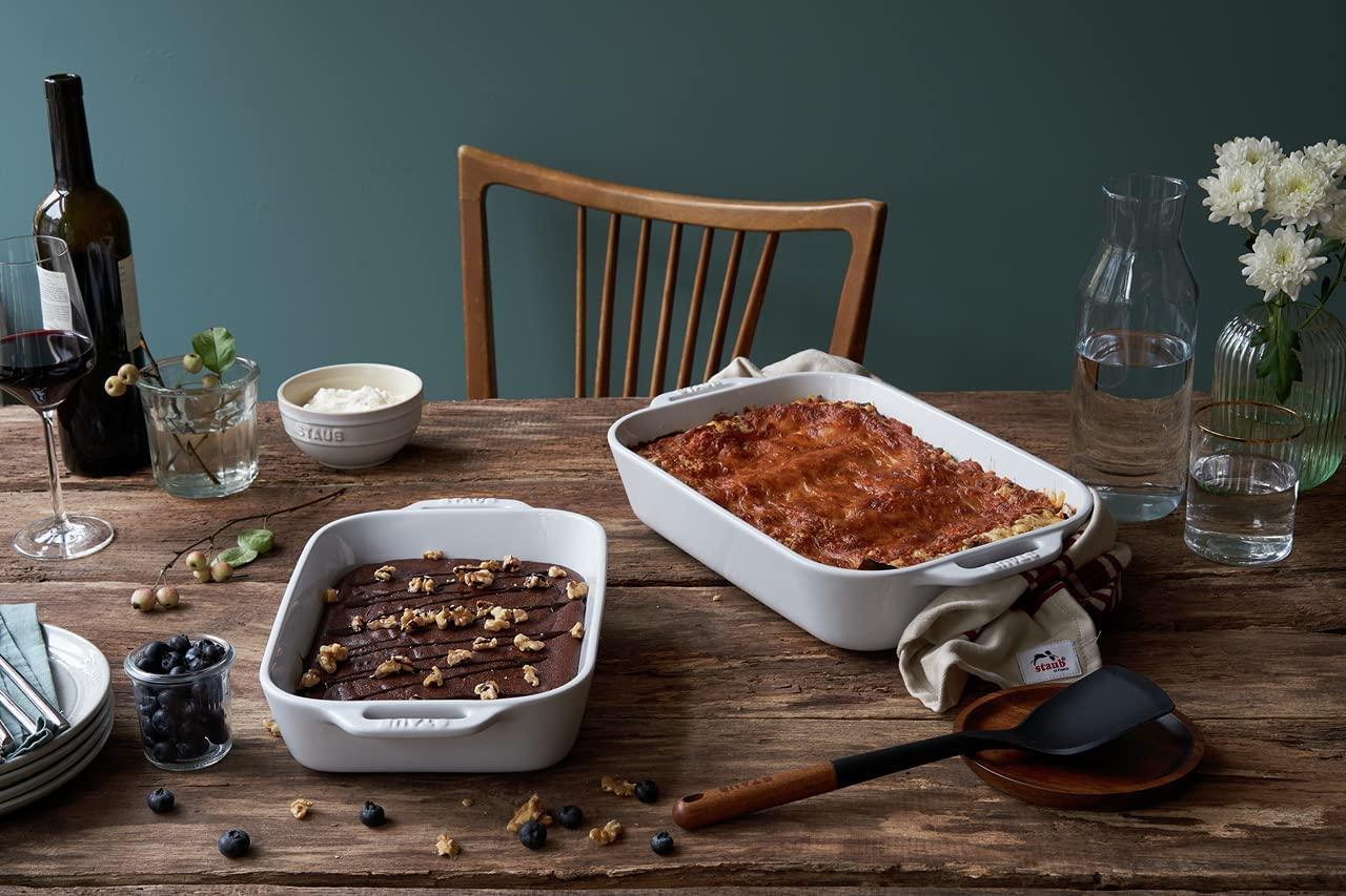 STAUB Ceramics Rectangular Baking Dish Set, 2 pc, White