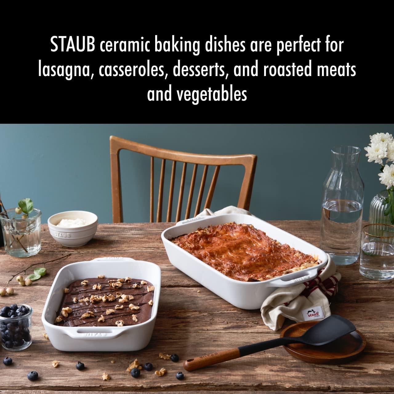 STAUB Ceramics Rectangular Baking Dish Set, 2 pc, White