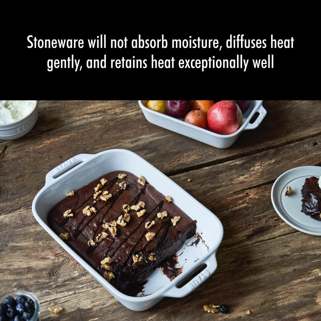 STAUB Ceramics Rectangular Baking Dish Set, 2 pc, White