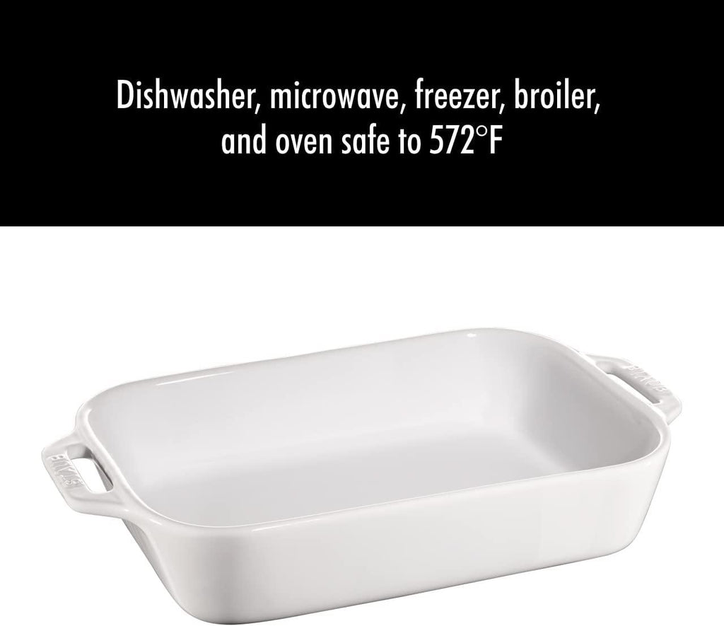 STAUB Ceramics Rectangular Baking Dish Set, 2 pc, White