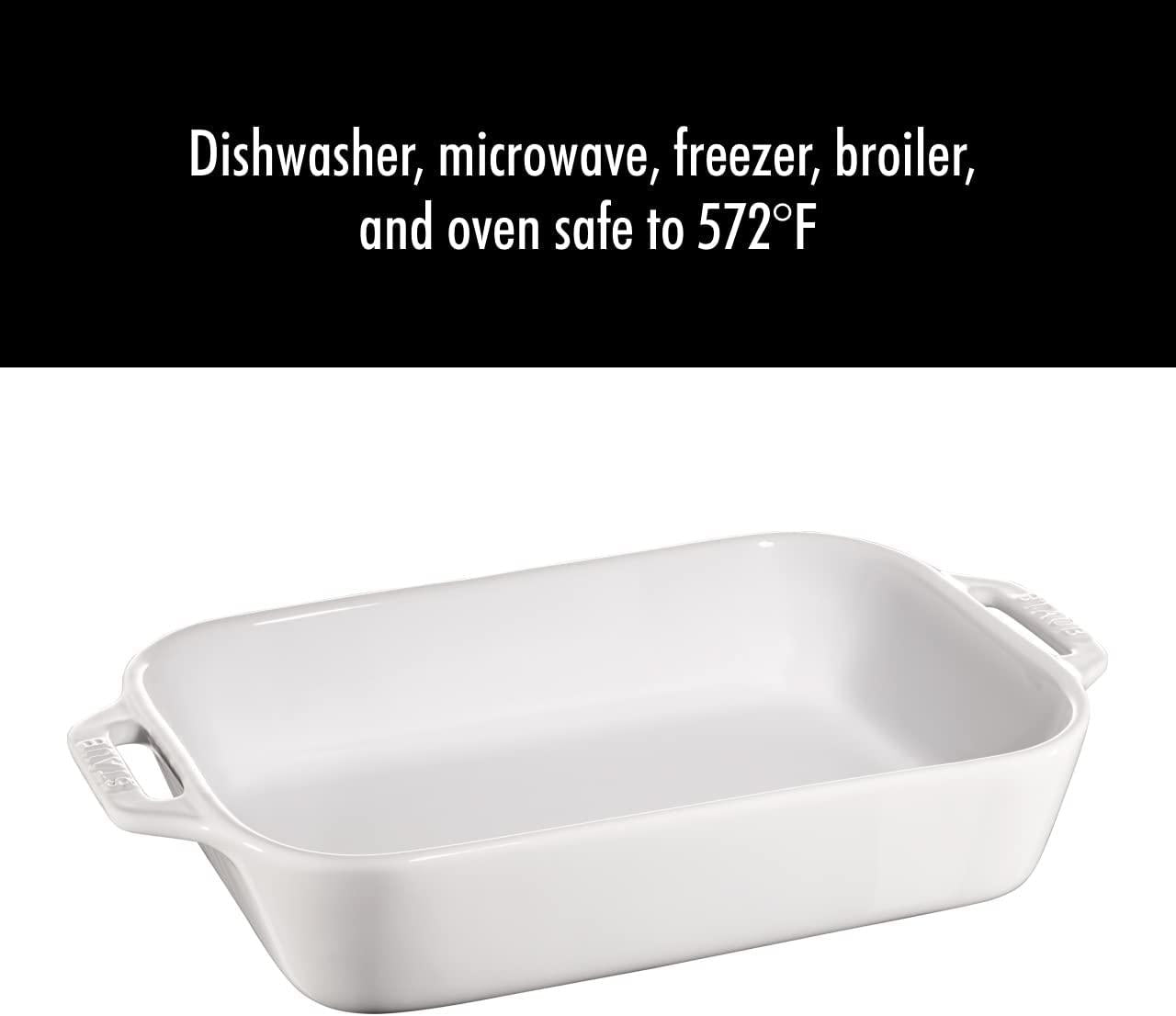 STAUB Ceramics Rectangular Baking Dish Set, 2 pc, White